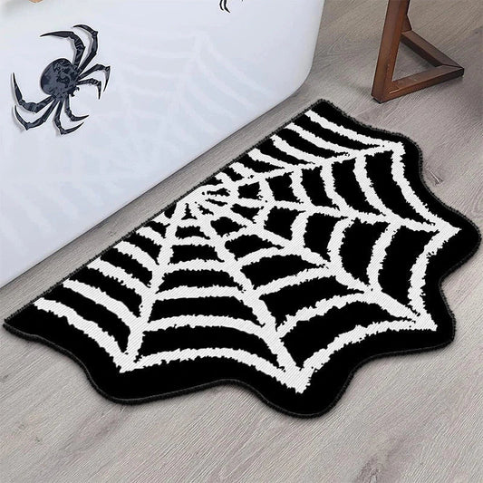 Halloween Black Spider Rug Anti-Slip Mat - Festive Halloween Decor Rug
