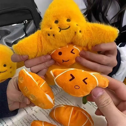 12cm Peelable Orange Plush Keychain – Soft Fruit Segment Stuffed Toy Backpack Pendant, Cute Cartoon Food Gift